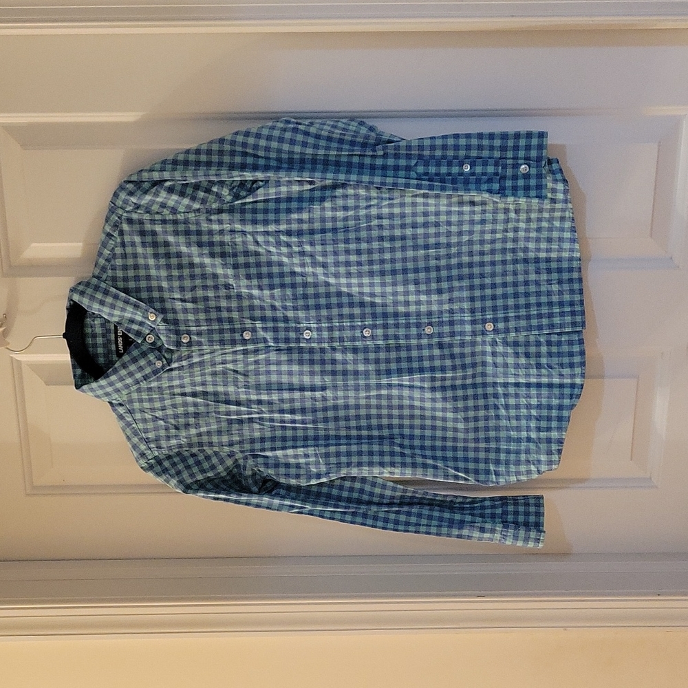 Land end blue checked shirt large